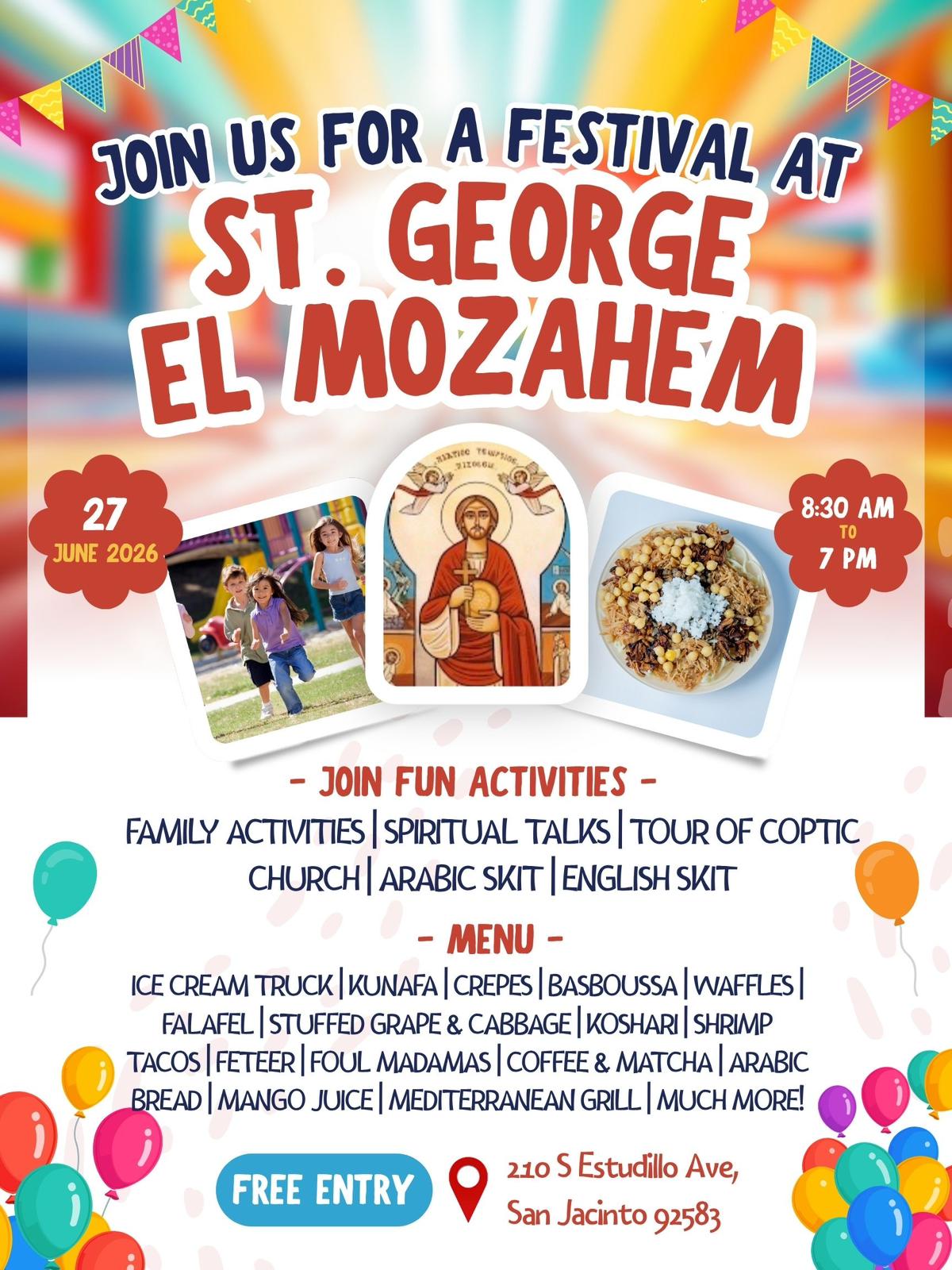 Event flyer — Festival at St. George El-Mozahem
